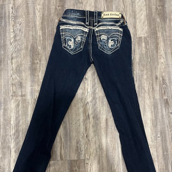 Rock Revival Jeans Womens Size 26 Dark Denim Janet Boot Cut - Picture 2 of 5